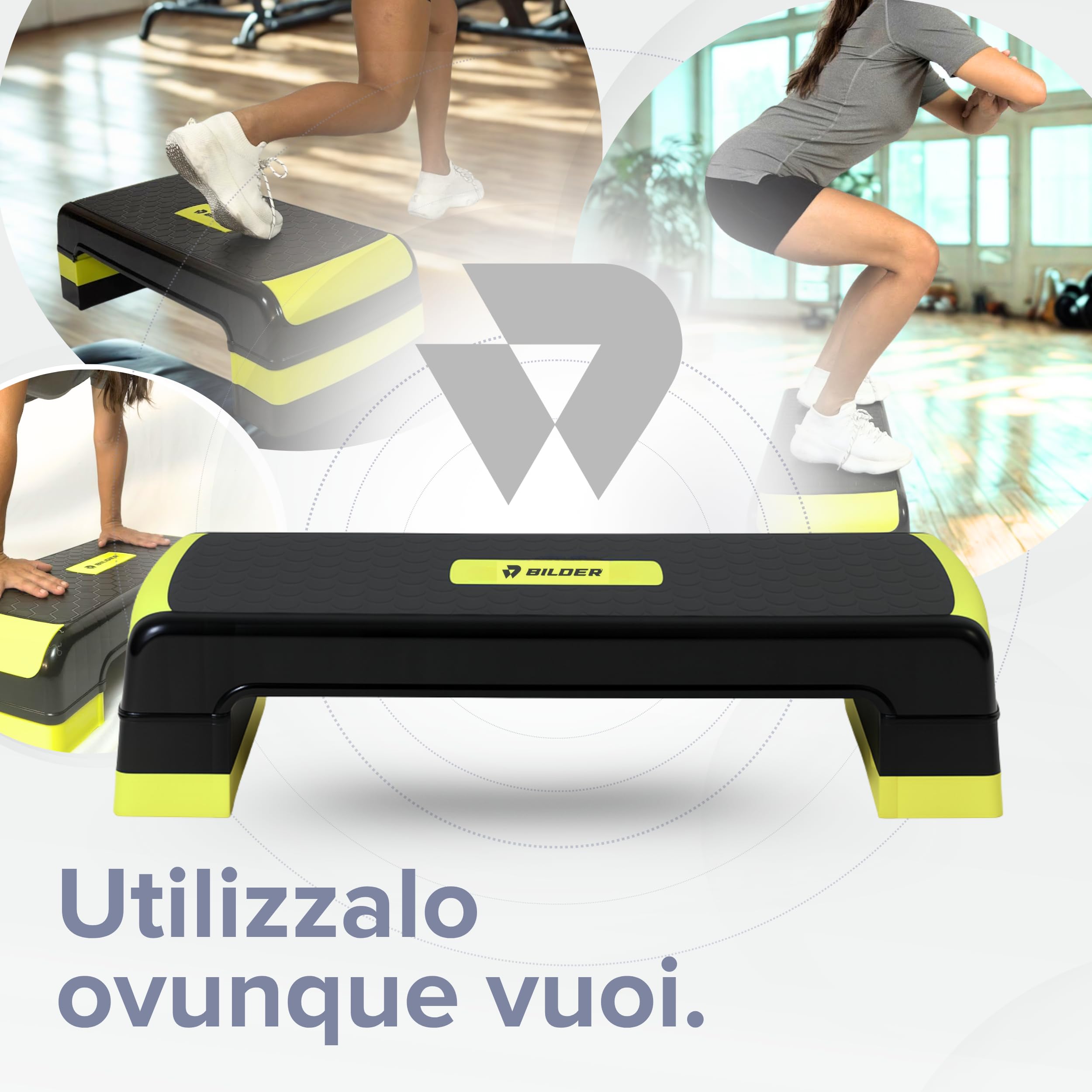 BILDER Aerobik treningowy Stepper Fitness do domu i siłowni, antypoślizgowa regulacja wysokości, idealna stopka do poprawy siły i koordynacji, obciążenie 150 kg, ćwiczenia w domu