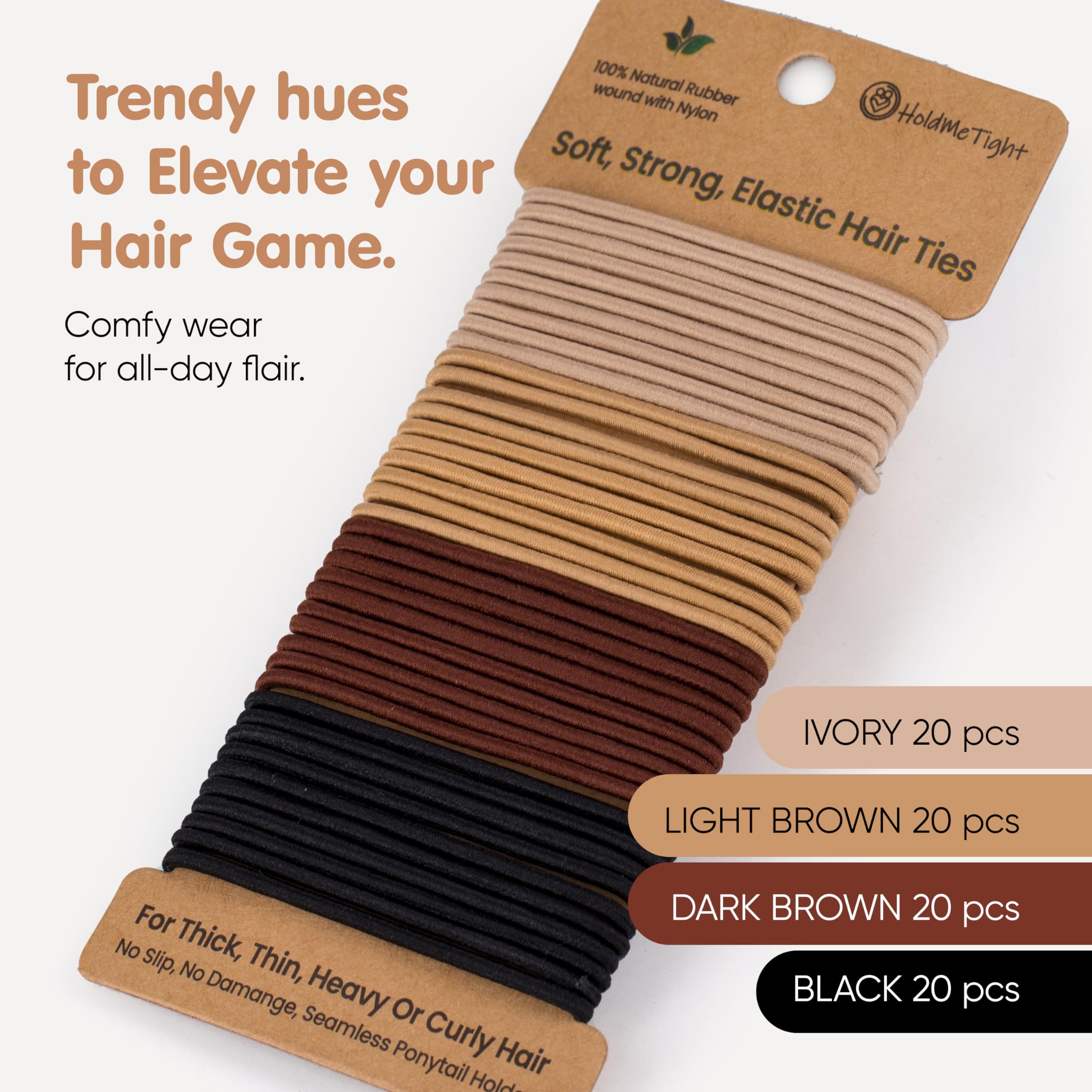 Hold Me Tight Hair Bands For Women 4mm Thick Elastic Bobbles 80pcs Snag Free Hairbands For Girls and Ladies - Image 4