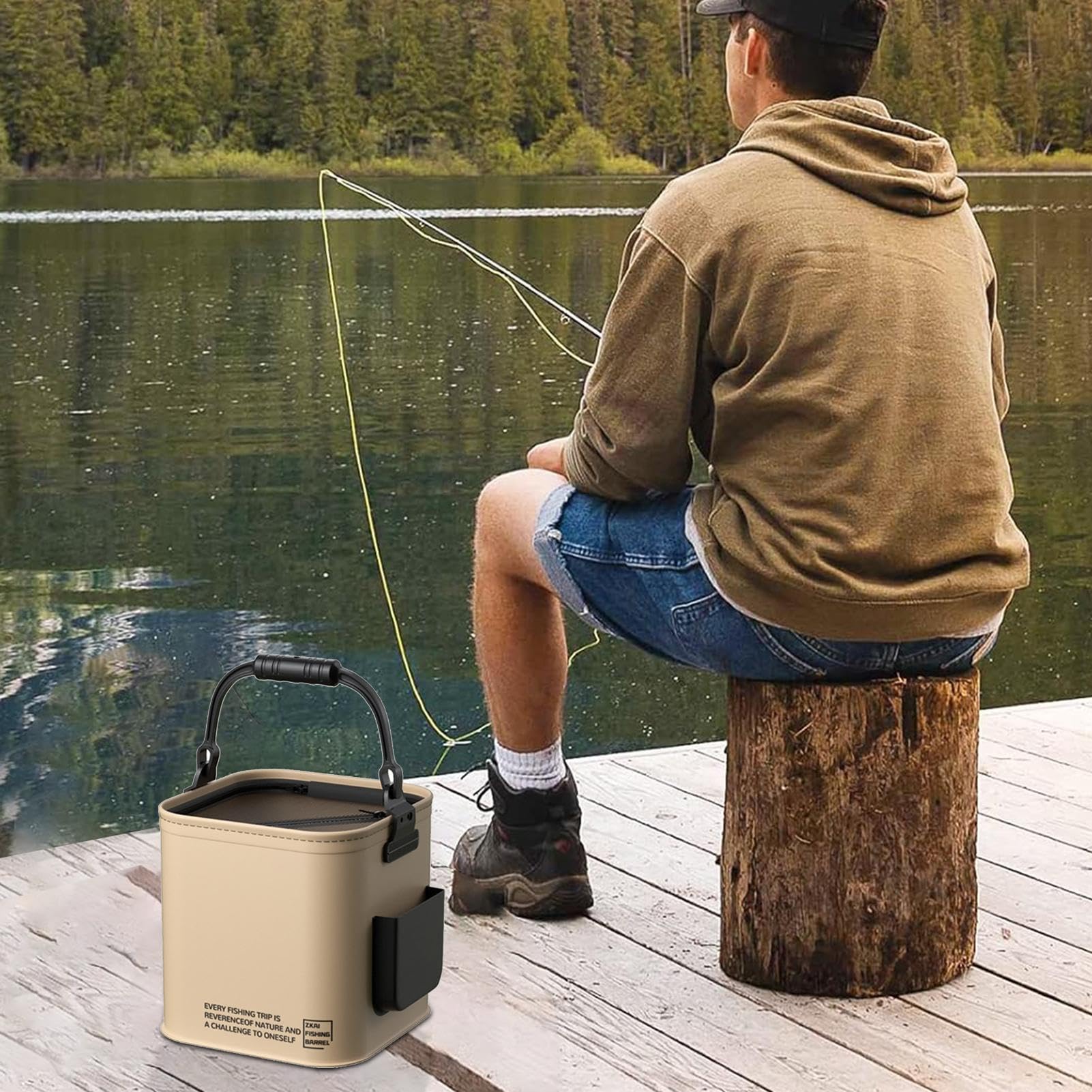 Secchio da pesca da 1 pezzo - Secchio per esche per pesci, Secchio per pesci pieghevole | Secchio per l'acqua multifunzionale impermeabile per escursionismo, campeggio, barbecue, pesca in spiaggia