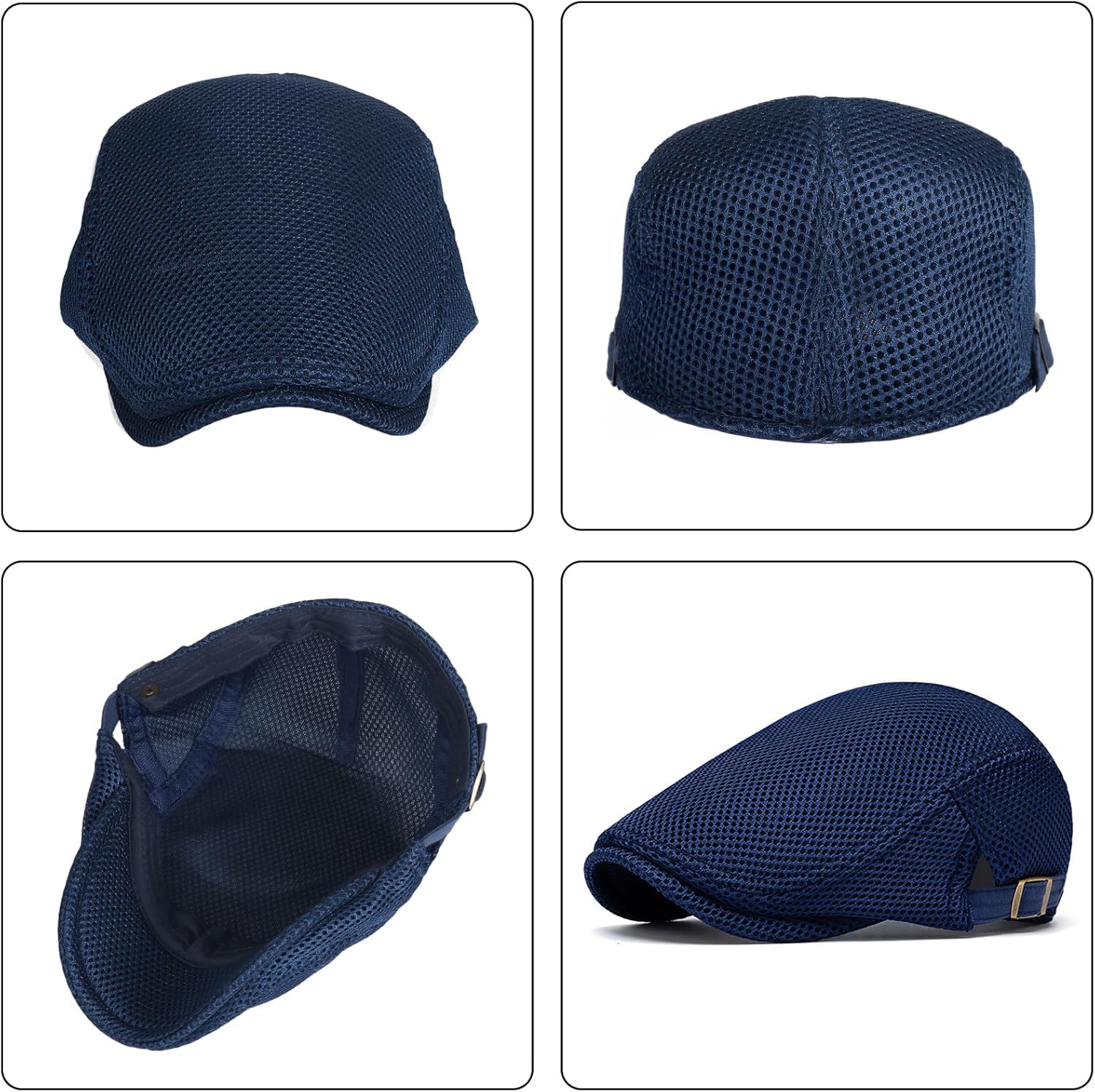 meioro Mens Breathable Mesh Summer Hat Adjustable Flat Cap Newsboy Beret Ivy Cap Irish Cabbie Fishing Hats - Image 4