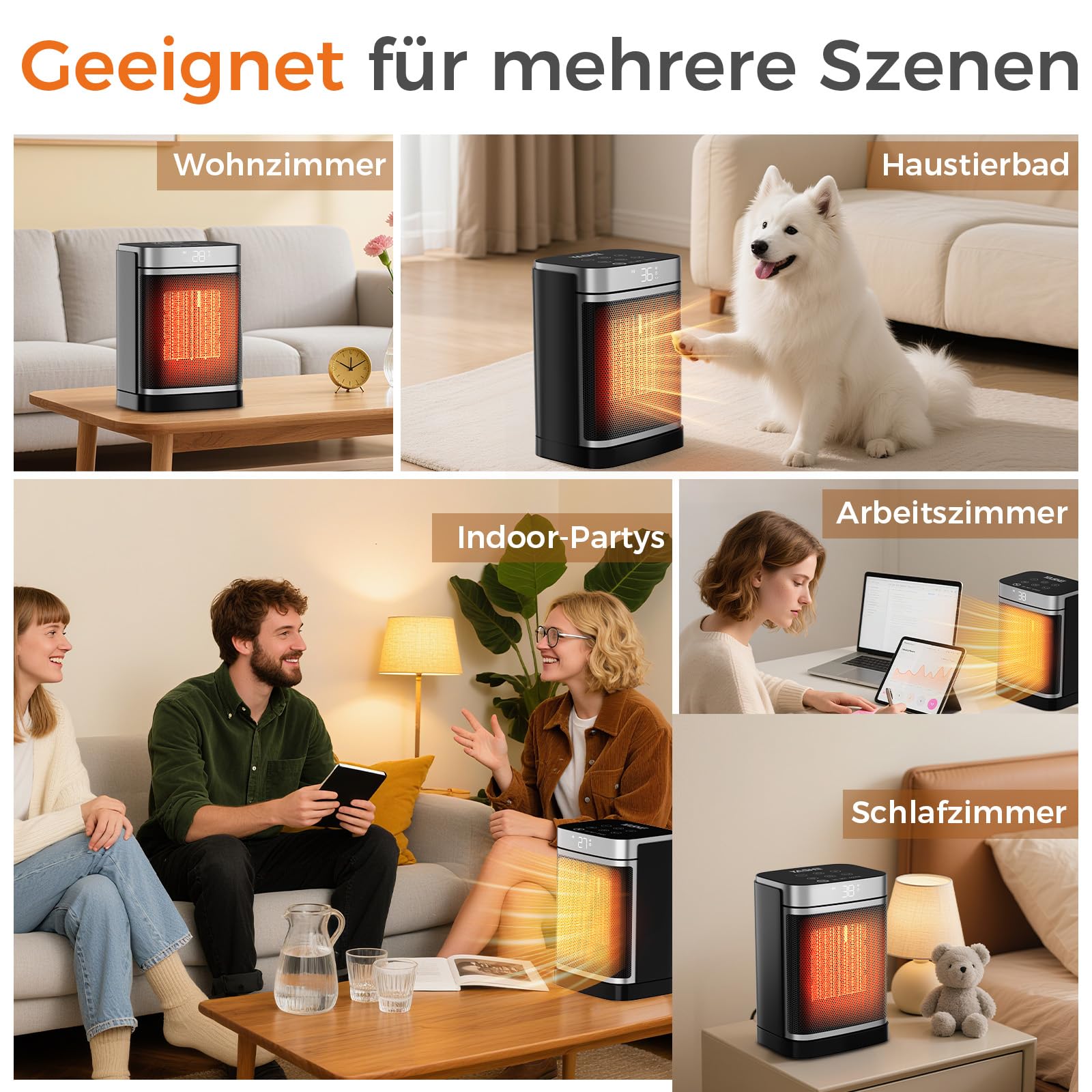 YASHE Heizlüfter Energiesparend 1500W Heizung Elektrisch mit Fernbedienung, Thermostat PTC-Keramik Heizung 70° Oszillierend 24-Std-Timer Überhitzungs-Kippschutz Kindersicherung