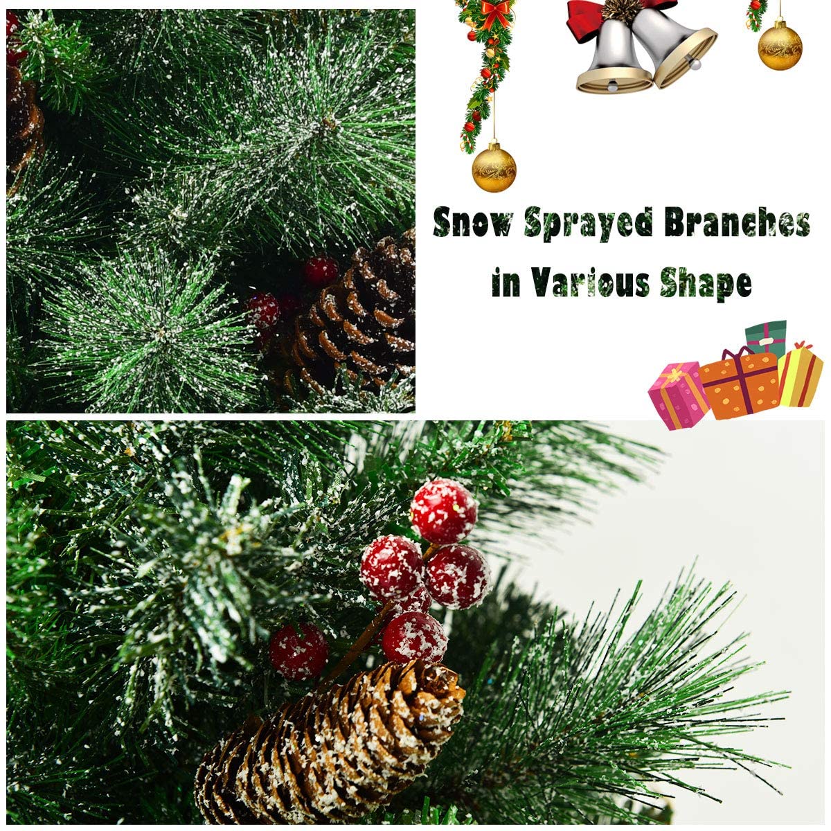 Árbol de Navidad Artificial pequeño 120 cm (4 pies) con piñas y