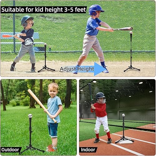 Miniatura 8 de 23.5 to 39.76 Inches Baseball Tee for Kids, Batting Tees for Baseball with Carry Bag, Portable Stable Tanner Tee, Baseball Training Equipment Aged