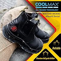 Vista 6 de ROCKROOSTER Botas de trabajo para hombre, punta de acero de 6 pulgadas, zapatos de cuero aceitado sin cordones, disipativa estática, transpirable