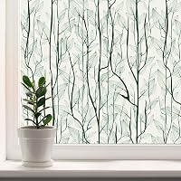 Dktie Ablakfólia Növénymintával - Öntapadós Belátásgátló Matrica 90x200 cm - UV Védelem, Ragasztó Nélküli PVC Fólia Fürdőszobába, Hálószobáb 1