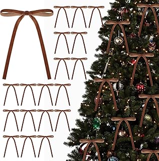 KKSTY 30Pcs Christmas Velvet Bows, Vintage Style Velvet Ribbon Bows for Christmas Tree, Gift Wrapping, Wreaths, Garlands, Wedding, Party, Home Decor,5x7 Inches (Coffee)