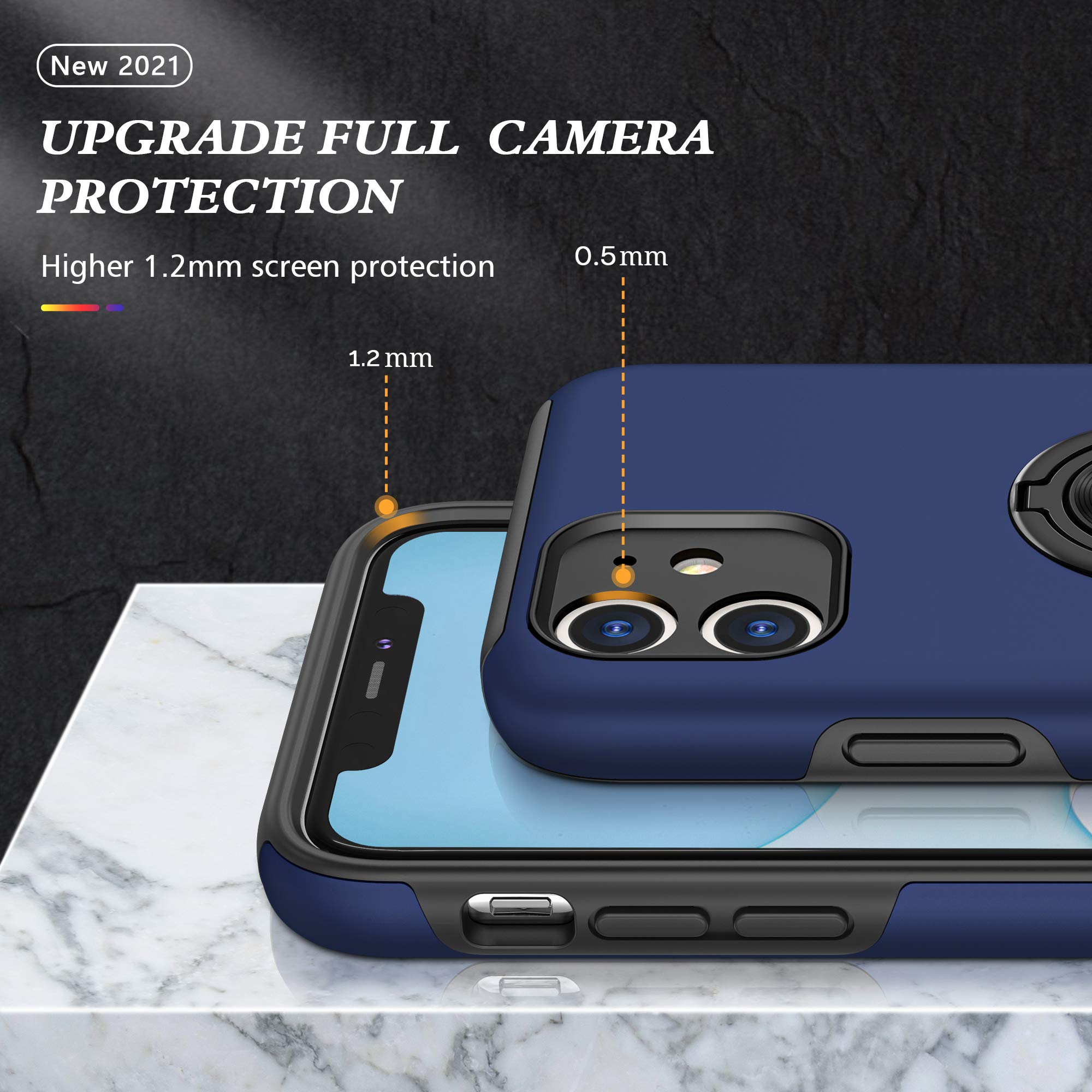 EYZUTAK Case For IPhone 16, 360 Degree Rotation Magnetic Metal Finger Ring Holder Magnet Car Holder Inner Silicone With Camera Protection Glossy Anti-drop Hard Cover - Red - View #6