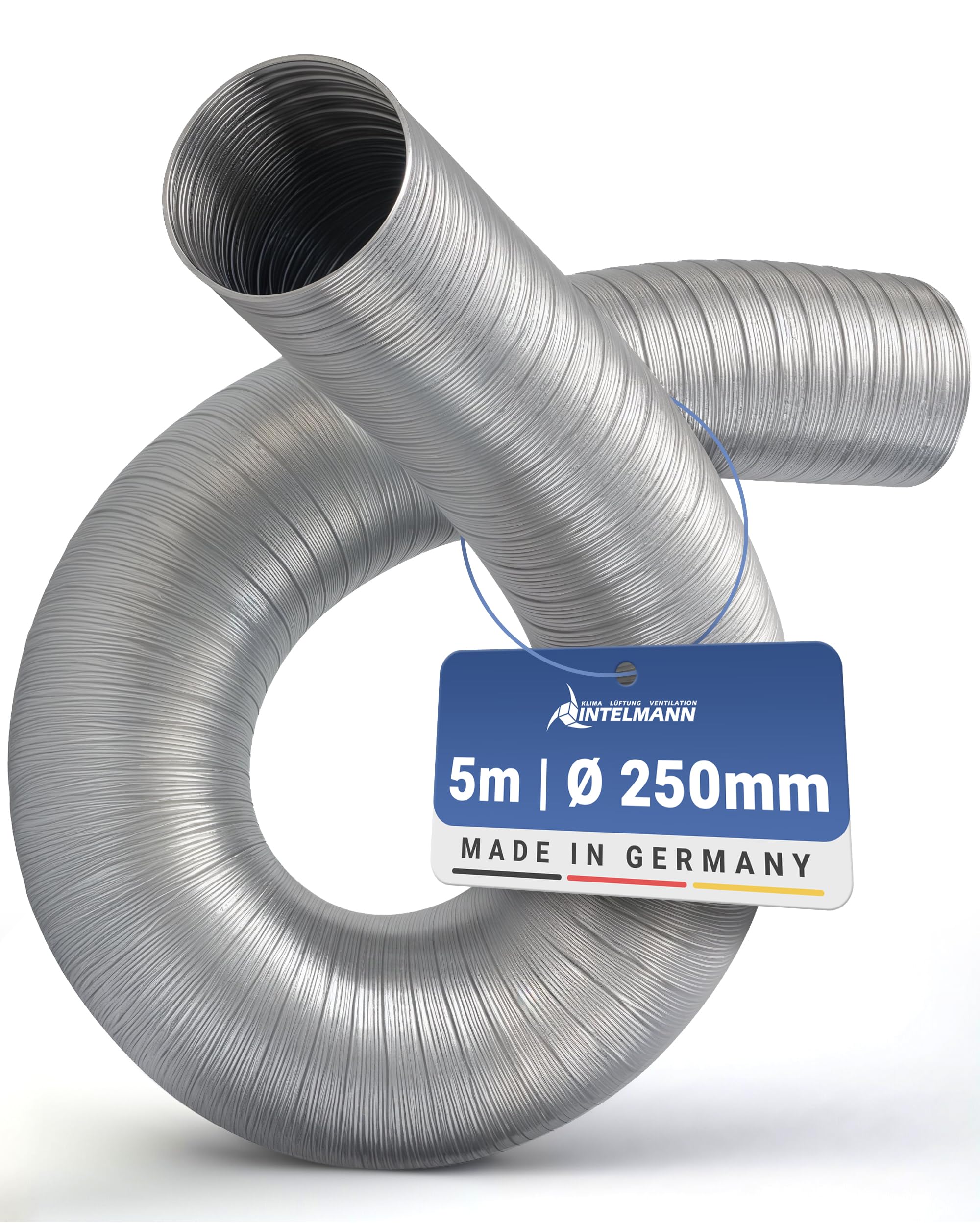 Tube flexible en aluminium 3 m (simple couche)/5 m (double couche) DN 50 63 71 76 80 100 125 150 160 180 200 224 250 - tube/tuyau d'aération flexible en aluminium, argent