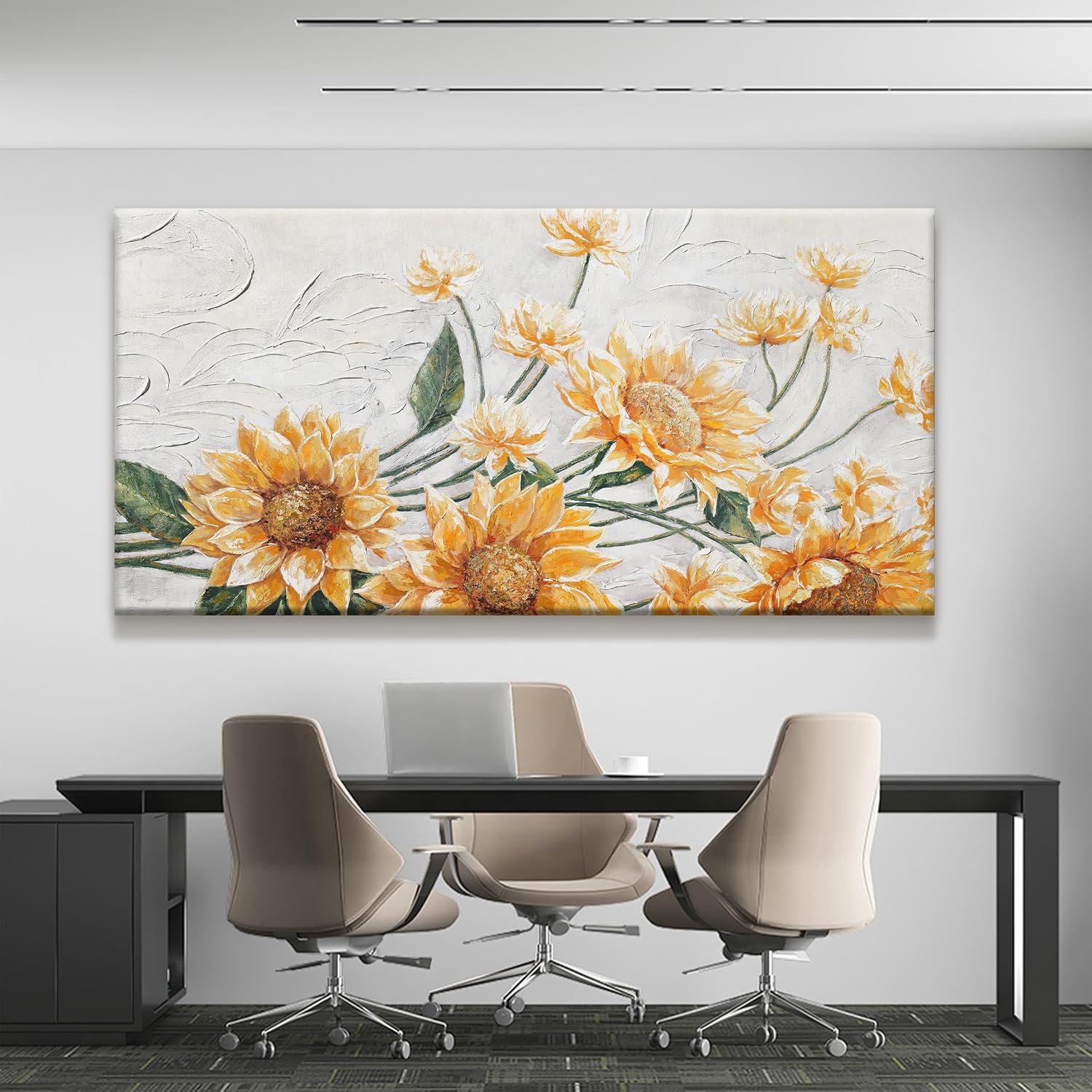 Suconvng Canvas Wall Art Living Room Home Wall Decor Modern Canvas Art Wall Decor 29x58 Inches Large Wall Art Elegant Sunflower Picture For Bedroom Dining Room Office Artwork