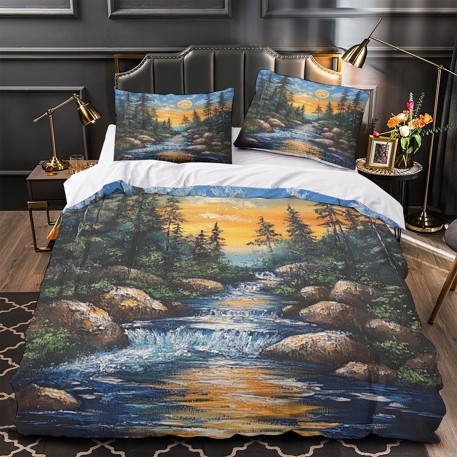 Housse de couette coucher de soleil paysage naturel imprimé 3D