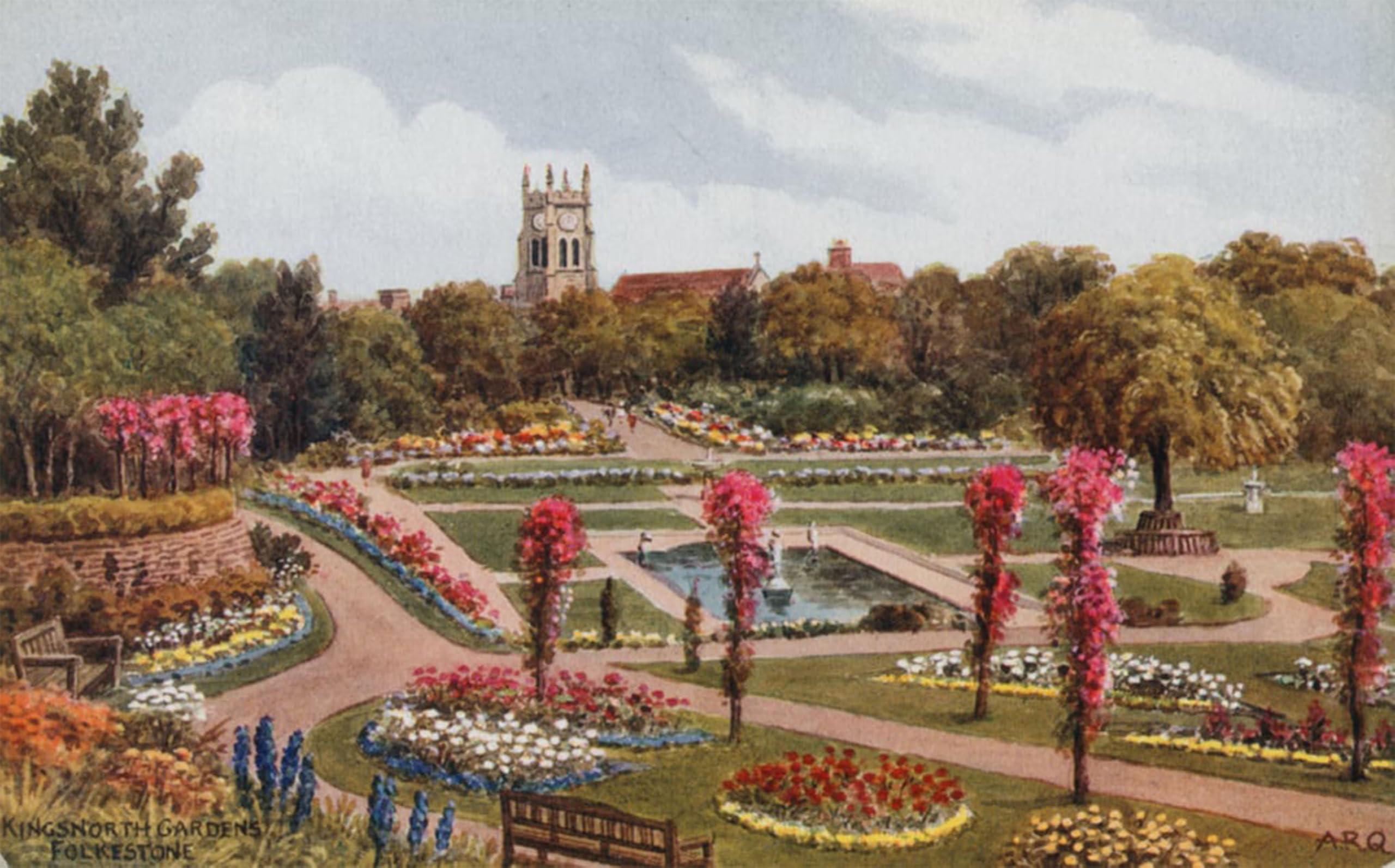 POSTERIIk Famous Modern Artwork Art Mural Kingsnorth Gardens Folkestone by Alfred Robert Quinton Oil Paintings Pictures for Home Decor 60x90cm