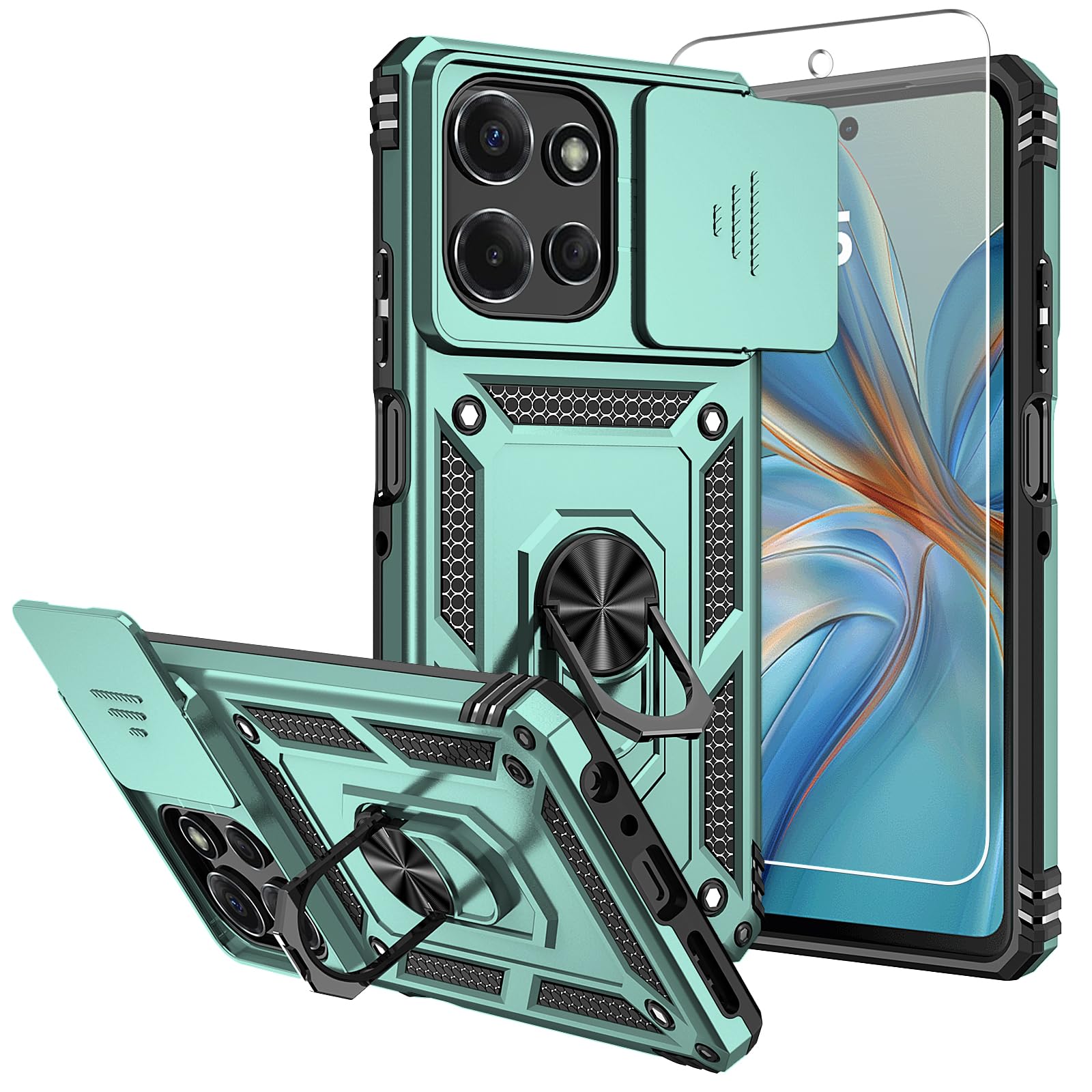 for Moto G Power 5G 2025 Case,with Screen Protectors and Camera Cover,[Military Grade] 16ft.Drop Tested Cover with Magnetic Kickstand Protective Case
