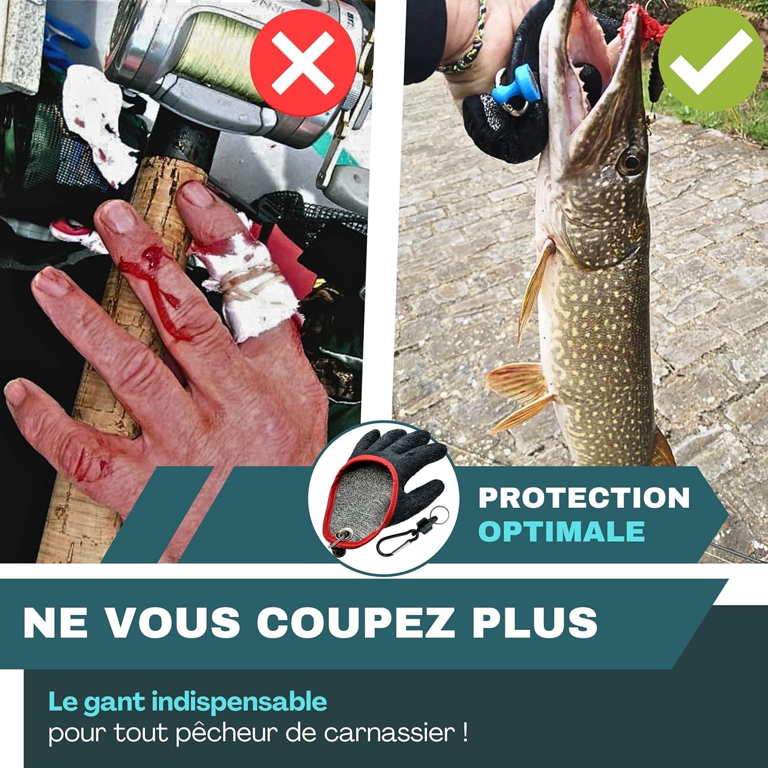 Gants De Pêche Imperméables Et Antidérapants – Pour Manipulation Poisson (brochet, Poisson-chat, Sandre), Avec Fermeture Magnétique, Taille Unique