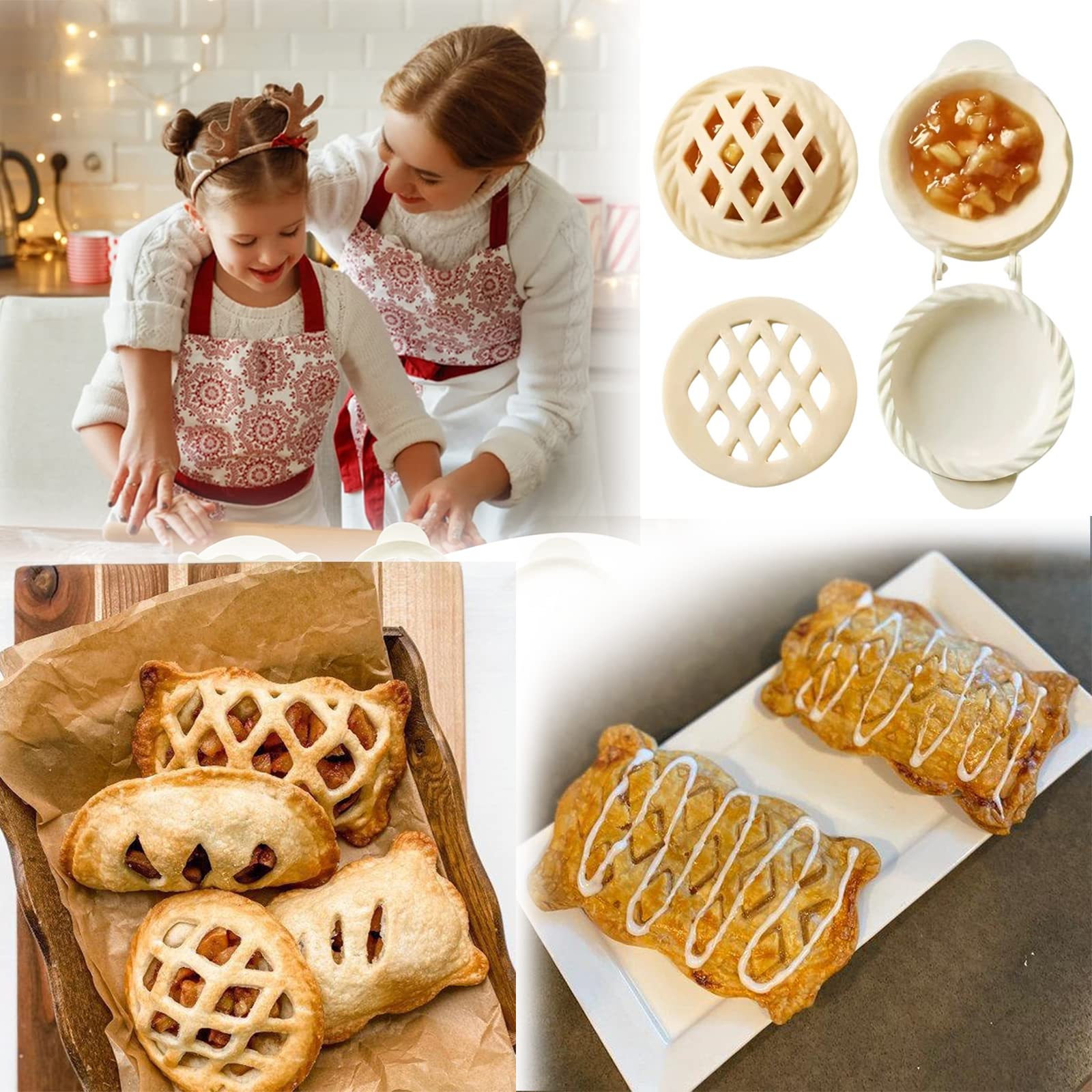 DuzLink 3 mini stampi per torte a mano, per torte di mele e torte di Natale, 3 pezzi