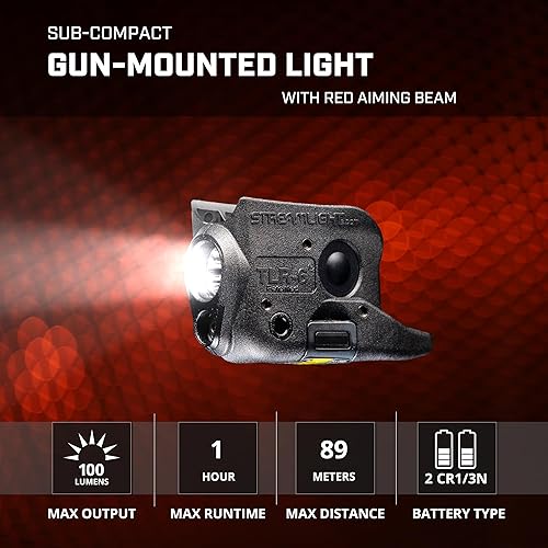 Miniatura 4 de Streamlight 69270 TLR-6 - Linterna táctica con montura de pistola de 100 lúmenes con láser de puntería rojo integrado, diseñada exclusiva y