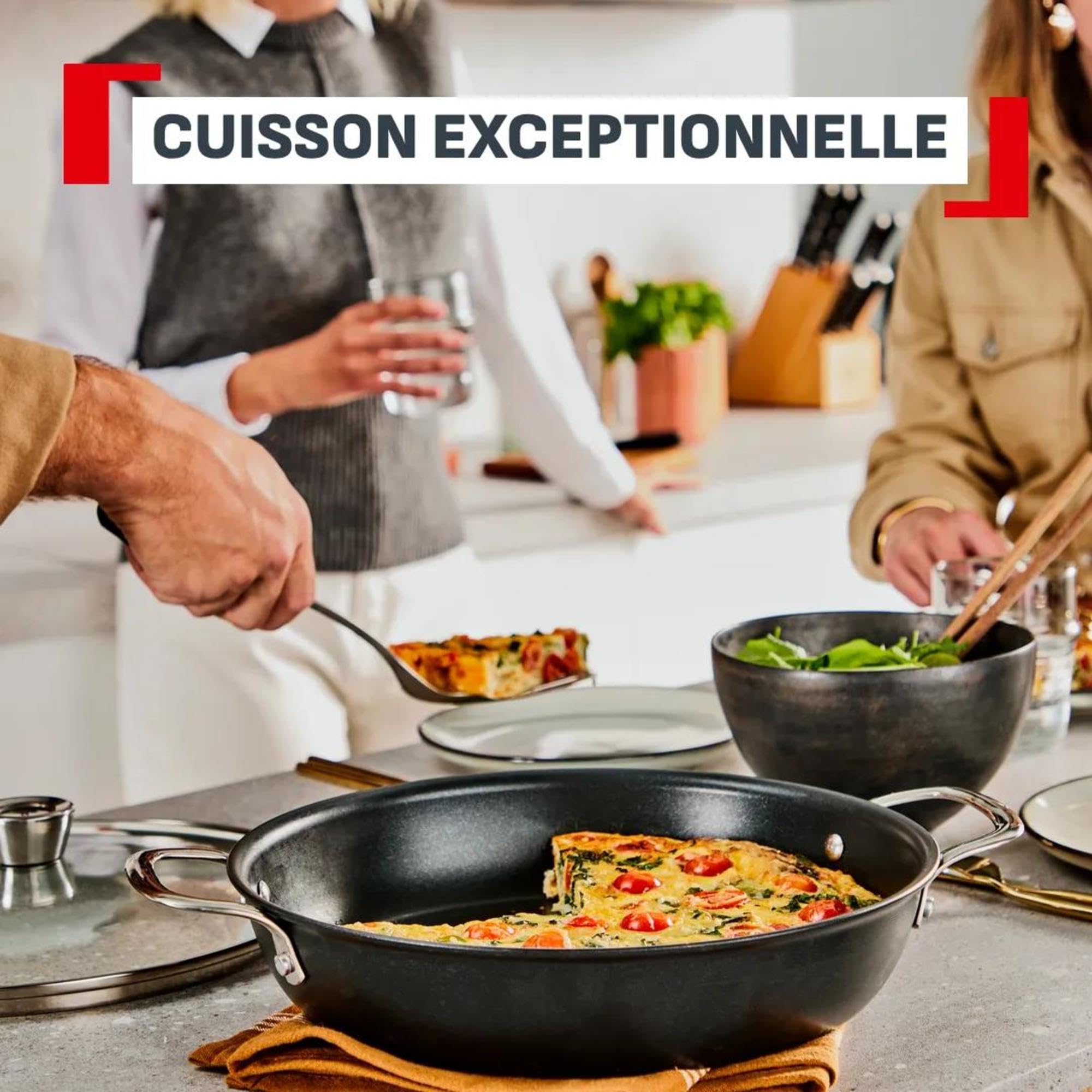 Tefal Explore, Poêle tout-en-un 28 cm + couvercle, Revêtement antiadhésif FusionCore, Induction