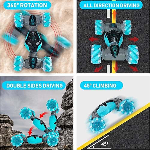 Miniatura 6 de Coches de control remoto con música ligera 112 para niños de 6 a 12 años + auto a control remoto controlado a mano 2.4GHz 4WD Rc Stunt Car Stunt Car