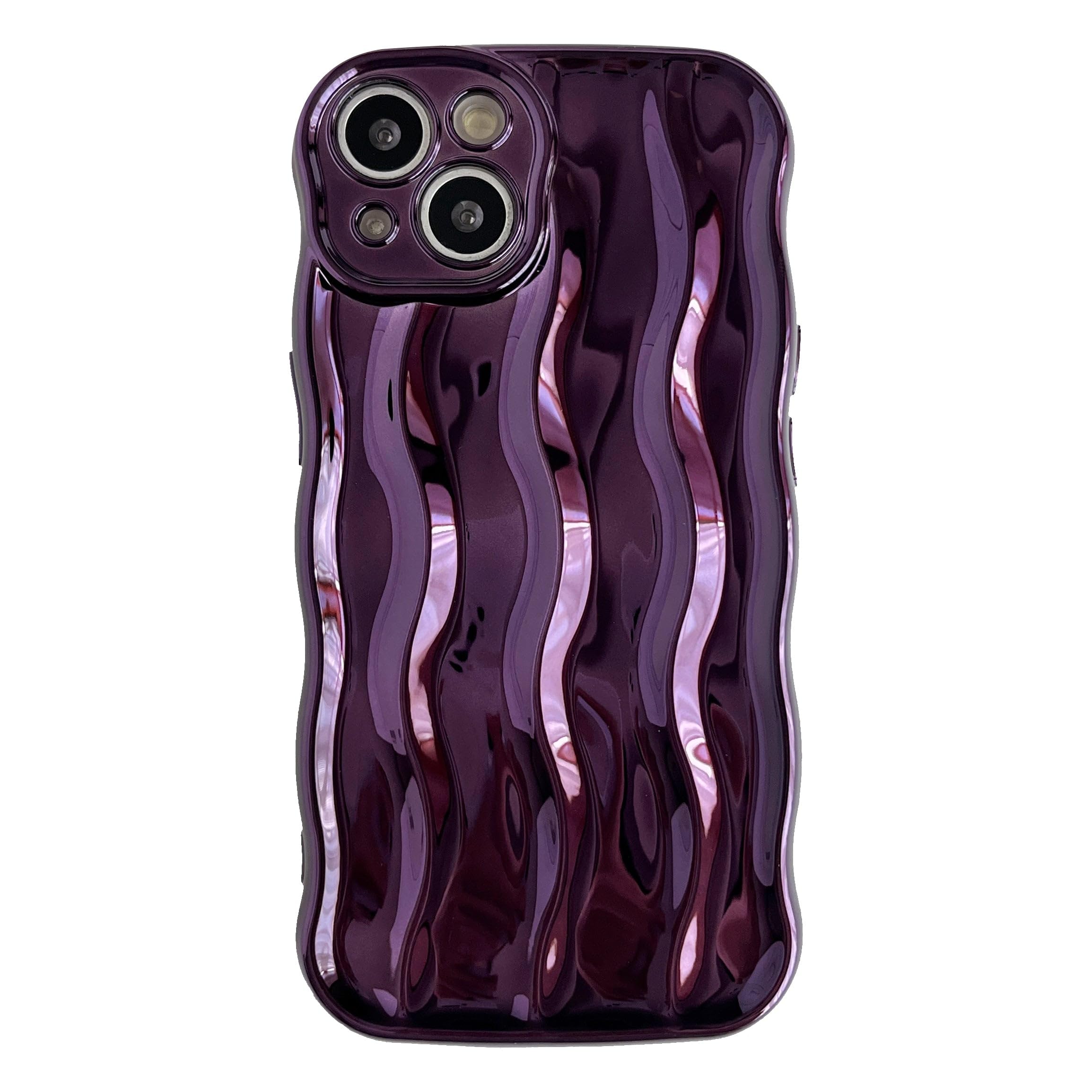 Caseative for iPhone 13 Case,Water Ripple Pattern Curly Wave Frame Soft Phone Case (Light Purple)