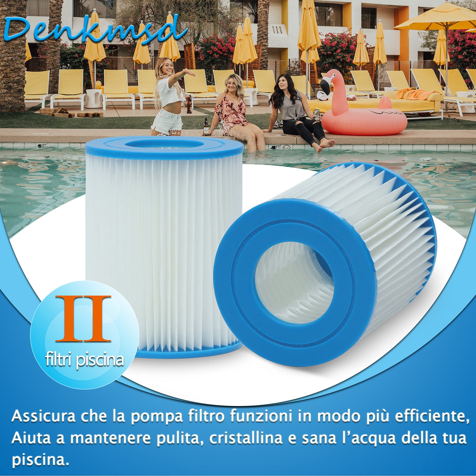 Cartucho de Filtro Tipo II para Bomba de Piscina, Cartucho de Filtro de Repuesto para 58094, Capacidad: 2006/3028 l/Hora (4 Unidades)