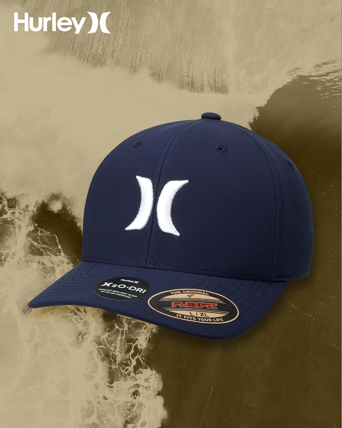 Hurley Mens Baseball Cap - Moisture Wicking Curved Brim Flexfit Fitted Hats for Men with H2O-Dri Sweatband (Sizes: S-XL) - Image 7