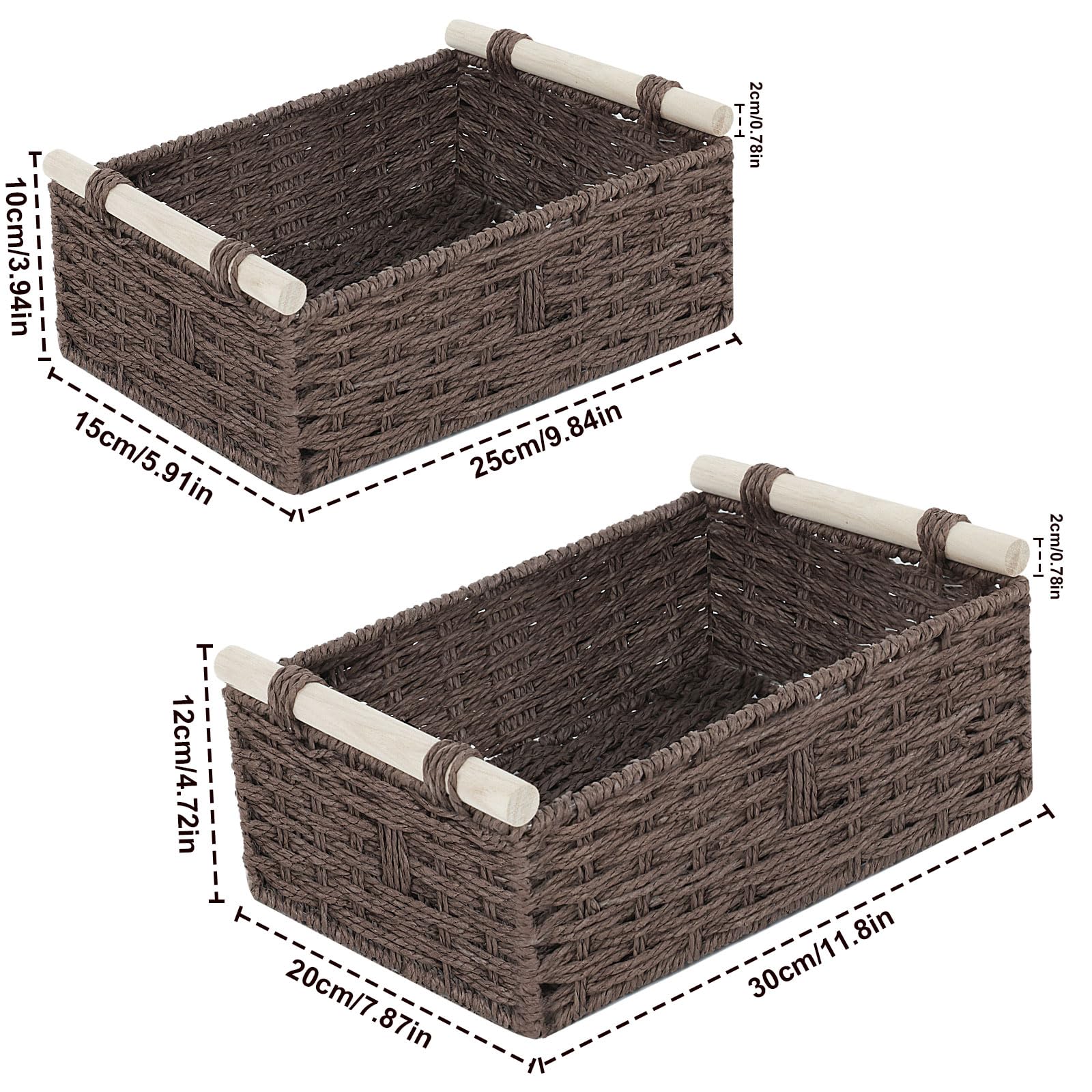 Yheenlf Boîte de Rangement, 2er Set Paniers Tressés, Petit Panier avec Poignée pour Salon, Chambre et Salle de Bain, Décor Maison, 30x20x12cm/ 25x15x10cm, Gris Yheenlf Boîte de Rangement, 2er Set Paniers Tressés, Petit Panier avec Poignée pour Salon, Chambre et Salle de Bain, Décor Maison, 30x20x12cm/ 25x15x10cm, Gris