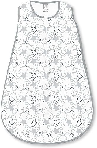 SwaddleDesigns Saco de dormir de algodón con cierre de 2vías, con estrellas plateadas brillantes