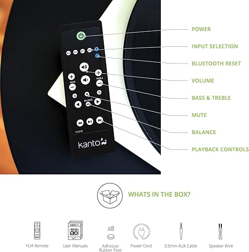 Miniatura 7 de Kanto Altavoces alimentados YU4GW con Bluetooth y preamplificador de teléfono integrado, modo de espera y arranque automático, control remoto