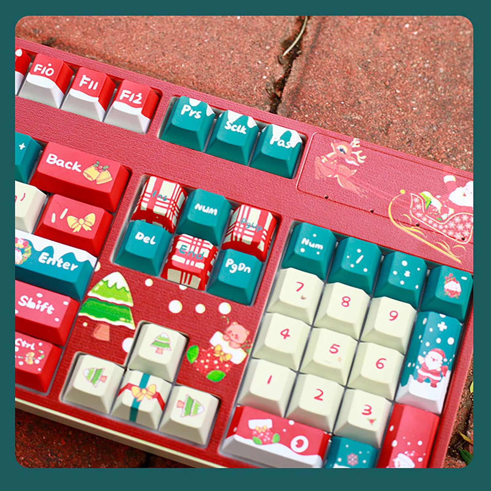 PBT Keycaps,Christmas Theme Keycaps,Cute keycaps,custom keyboard for 61/87/104/108 Mechanical Keyboards,Prezenty świąteczne,Only Keycaps,Original-138 keycaps