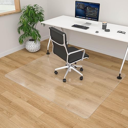 Tapete grande para silla de oficina para suelo de madera dura, 46 x 60 pulgadas, protector de suelo transparente para silla de oficina en madera
