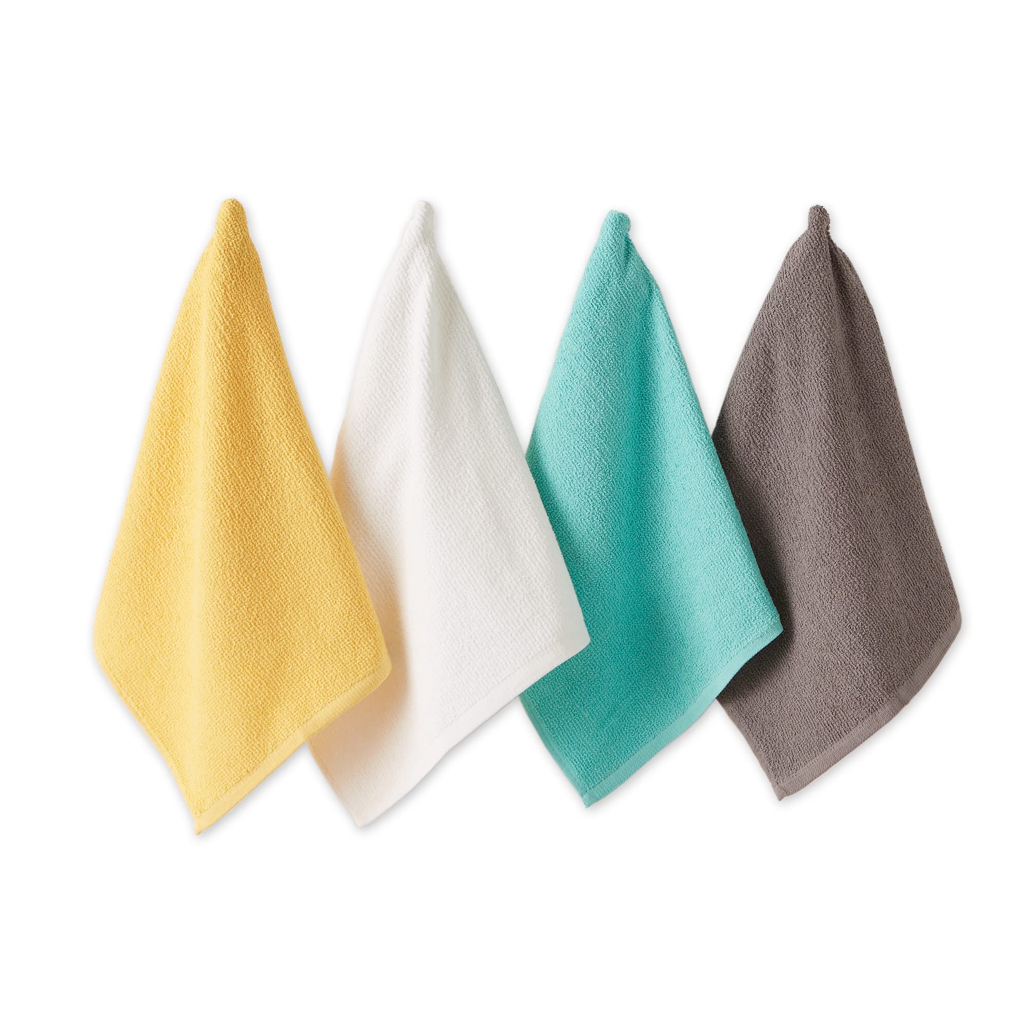 DII 100% Cotton, Machine Washable, Ultra Absorbent, Everyday Kitchen Basic, Utility, Bar Mop Dishtowel 16 x 19 Set of 4- Spring