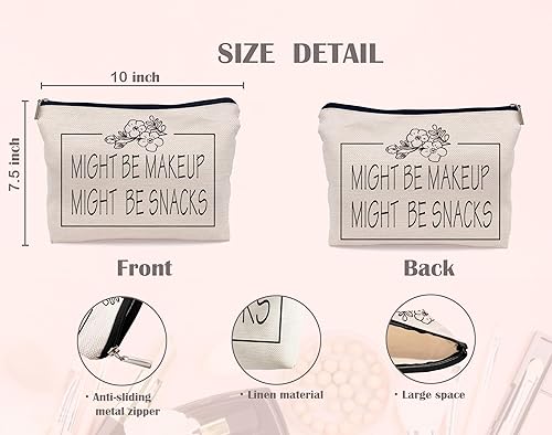 Miniatura 4 de Lacosu Might Be Makeup Might Be Snacks - Bolsa de maquillaje divertida para cosméticos, bolsa con cremallera, bolsa de artículos de tocador, regalos