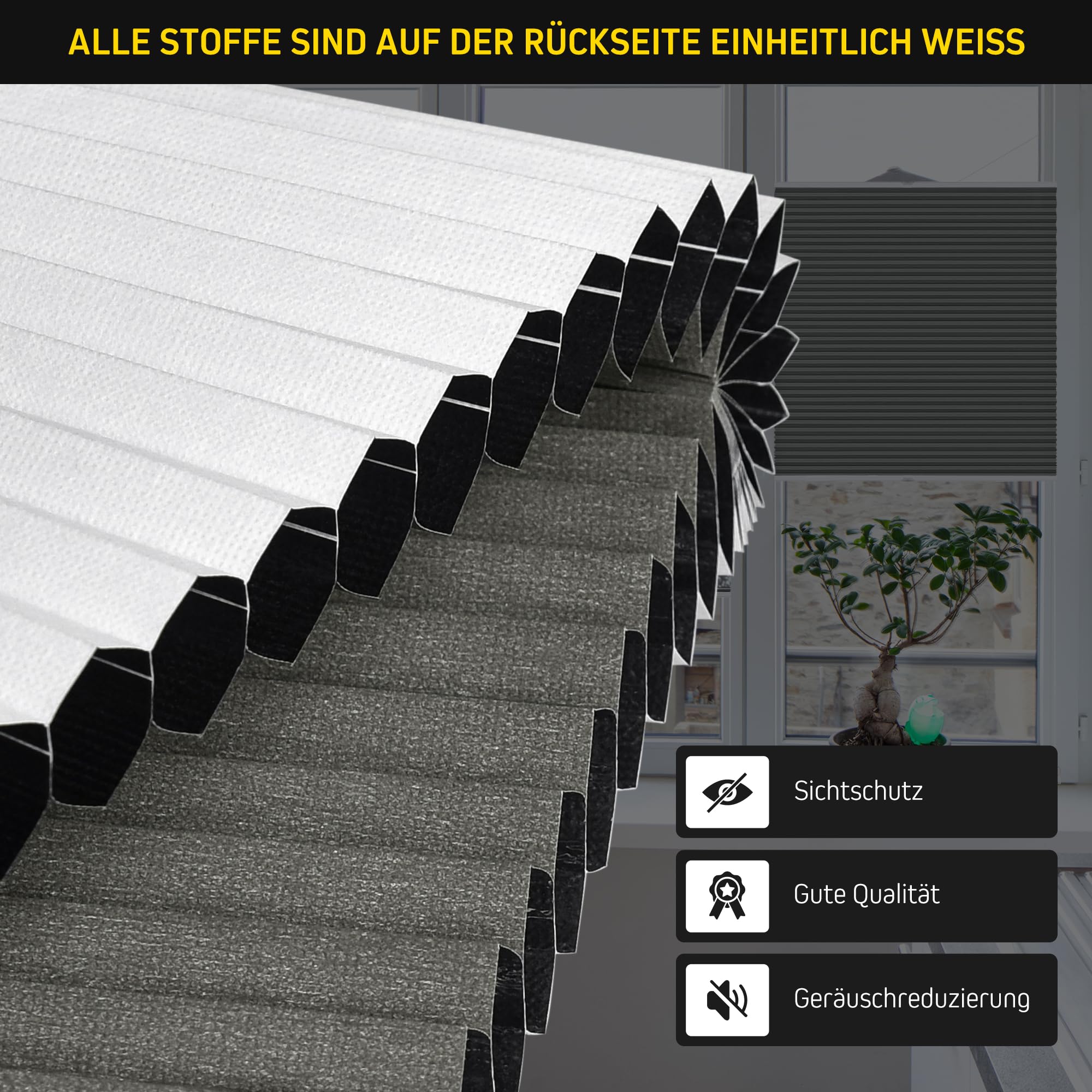 Jalousiescout Klemmfix Tende Plissettate a Nido d'Ape Senza Foratura, 40x140cm, grigio, Termiche Oscuranti, Protezione Sole/Privacy/Calore per Finestre e Porte