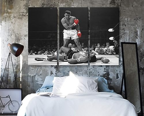 Miniatura 6 de Sonny Liston vs Muhammad Ali - Lienzo decorativo para pared en blanco y negro, blanco y rojo, decoración del hogar (24 x 36 pulgadas, galería