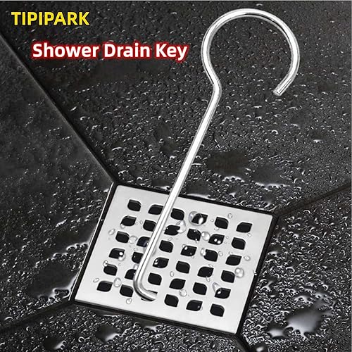 Miniatura 5 de 4 ganchos de elevación de llave de drenaje para rejilla de drenaje con 4 ganchos adhesivos, herramienta de eliminación de drenaje lineal de ducha
