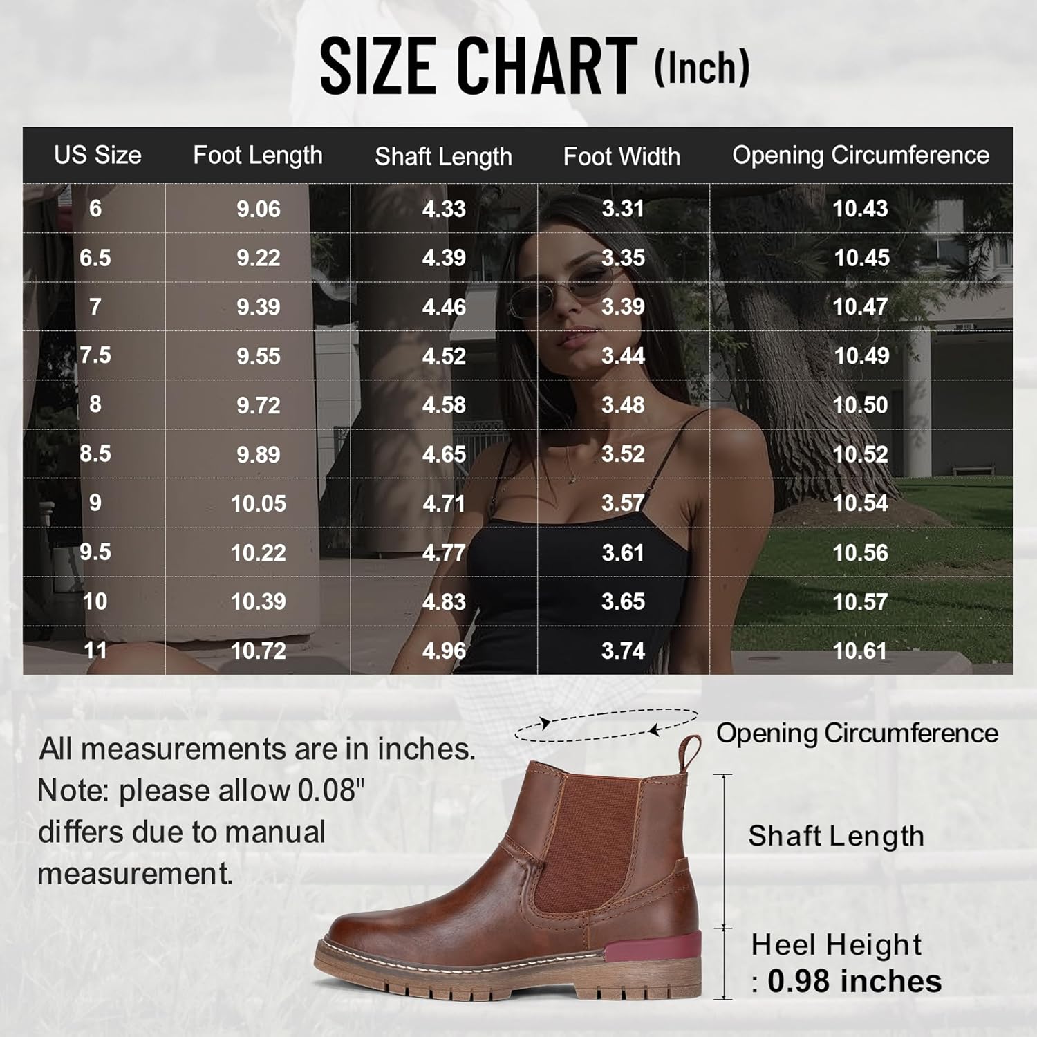 VEPOSE Women's Chelsea Boots, 9519 Slip on Platform Chunky Heel Round Toe Ankle Boot with Elastic Band - Image 6