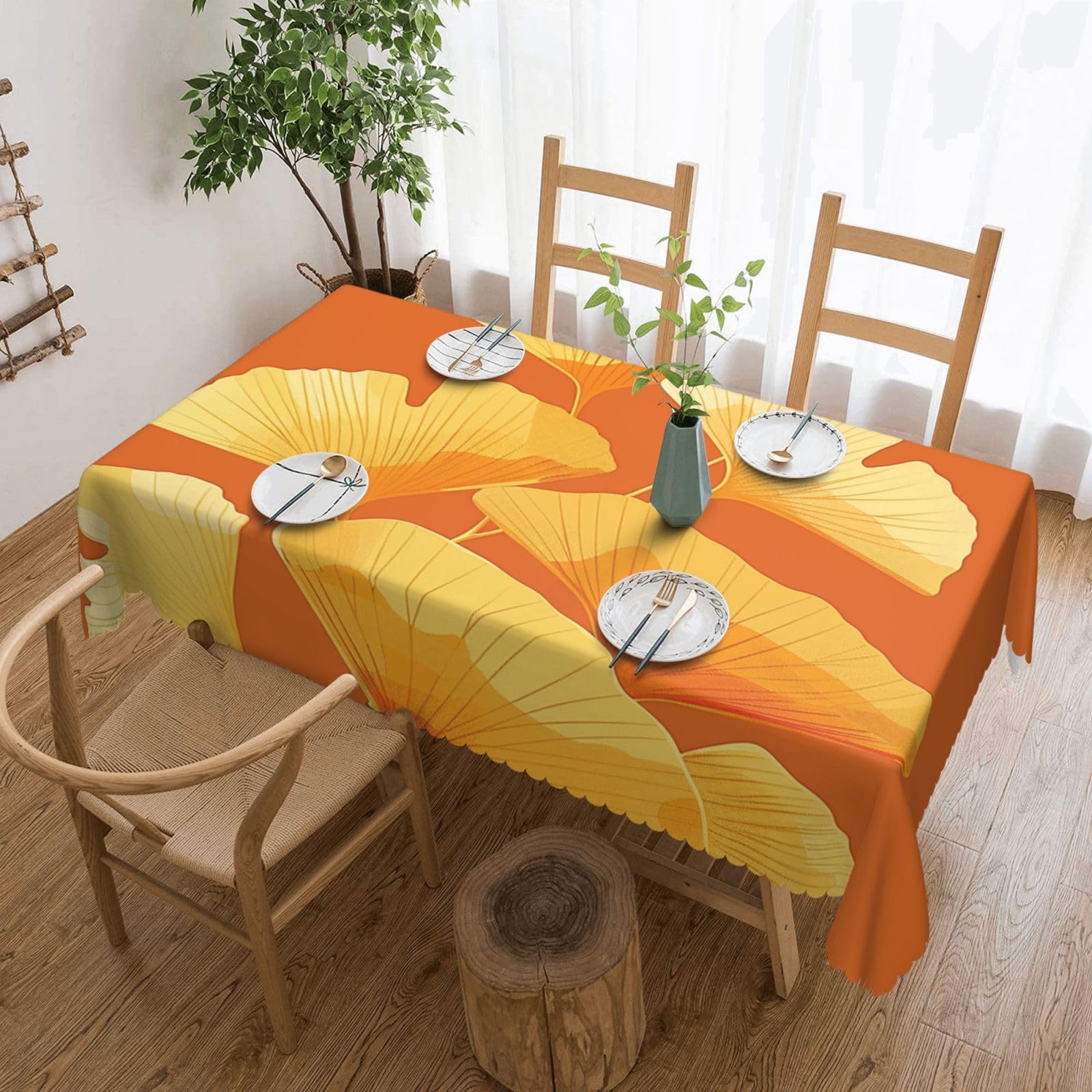 Nappe Art des Feuilles De Ginkgo anti-tache pour table rectangulaire