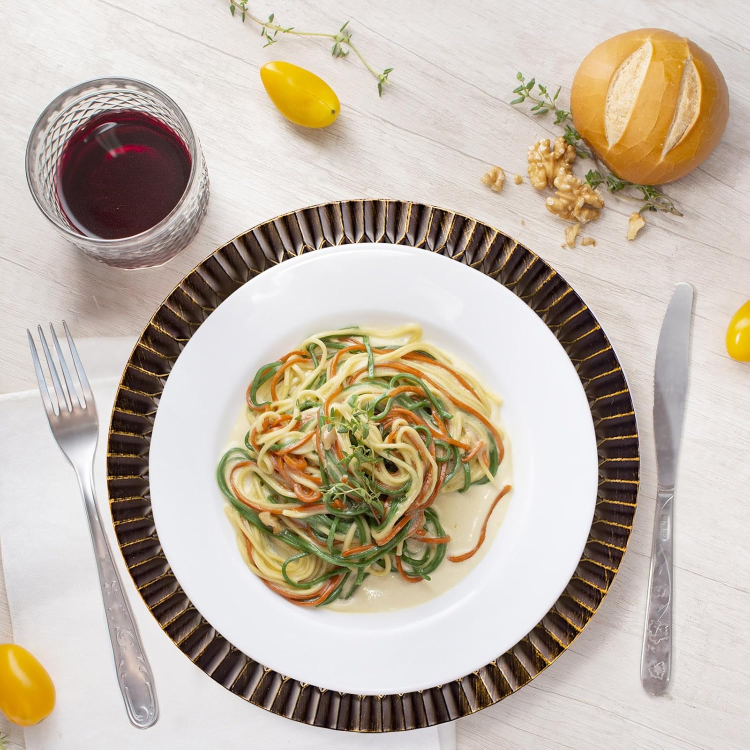 13" Black Chargers for Dinner Plates, Decorative Charger Plates, Plastic Charger & Service Plate 6 Pack Table Setting Bulk Wedding, Thanksgiving, Festival