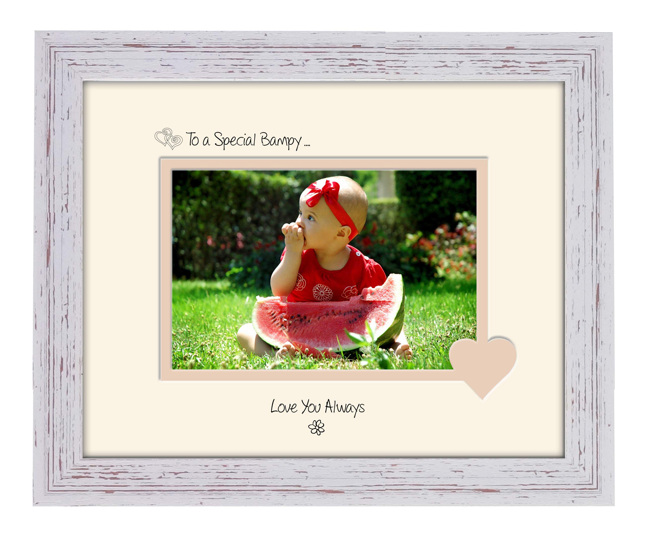Photos in a Word Bampy Photo Frame Special Bampy Love You Always Double Mounted Quality Gift (Shabby Chic Frame Cream Mount Beige Inside)