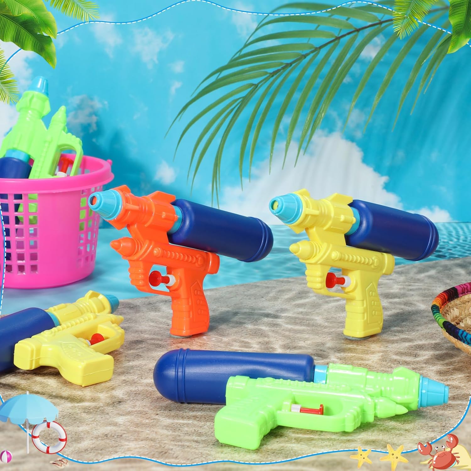 Water Gun for Kids, Colorful Squirt Toy Gun Pool Party Favors 20 ft Long Range Water Gun 180cc Plastic Pistol for Swimming Pool Beach Yard Lawn Outdoor Summer Activities (48 Pcs)