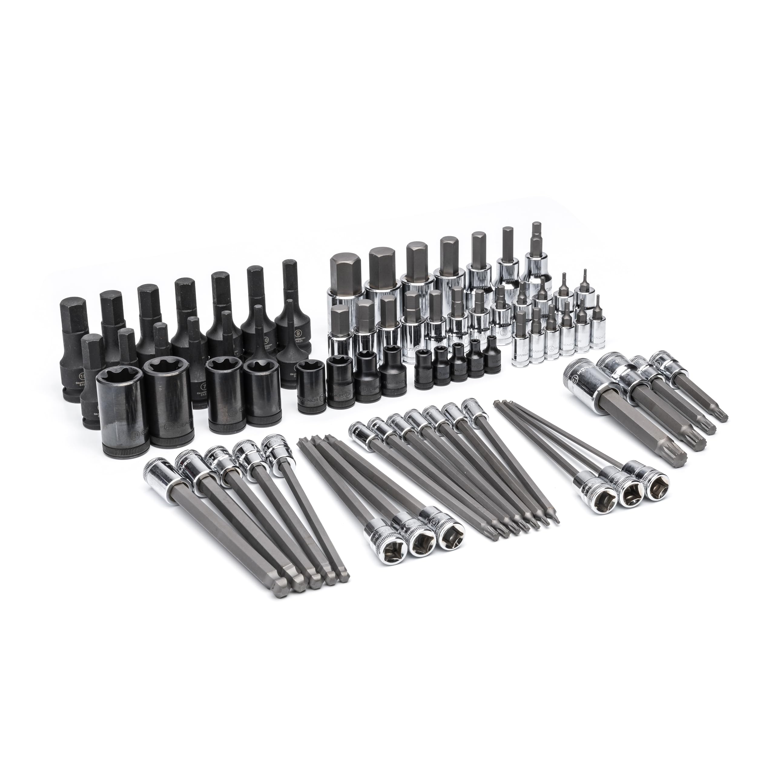 GEARWRENCH 74 Piece 1/4”, 3/8”, 1/2” Drive Metric Bit Socket Set in Foam Storage Tray - GWMSBSKCBMM