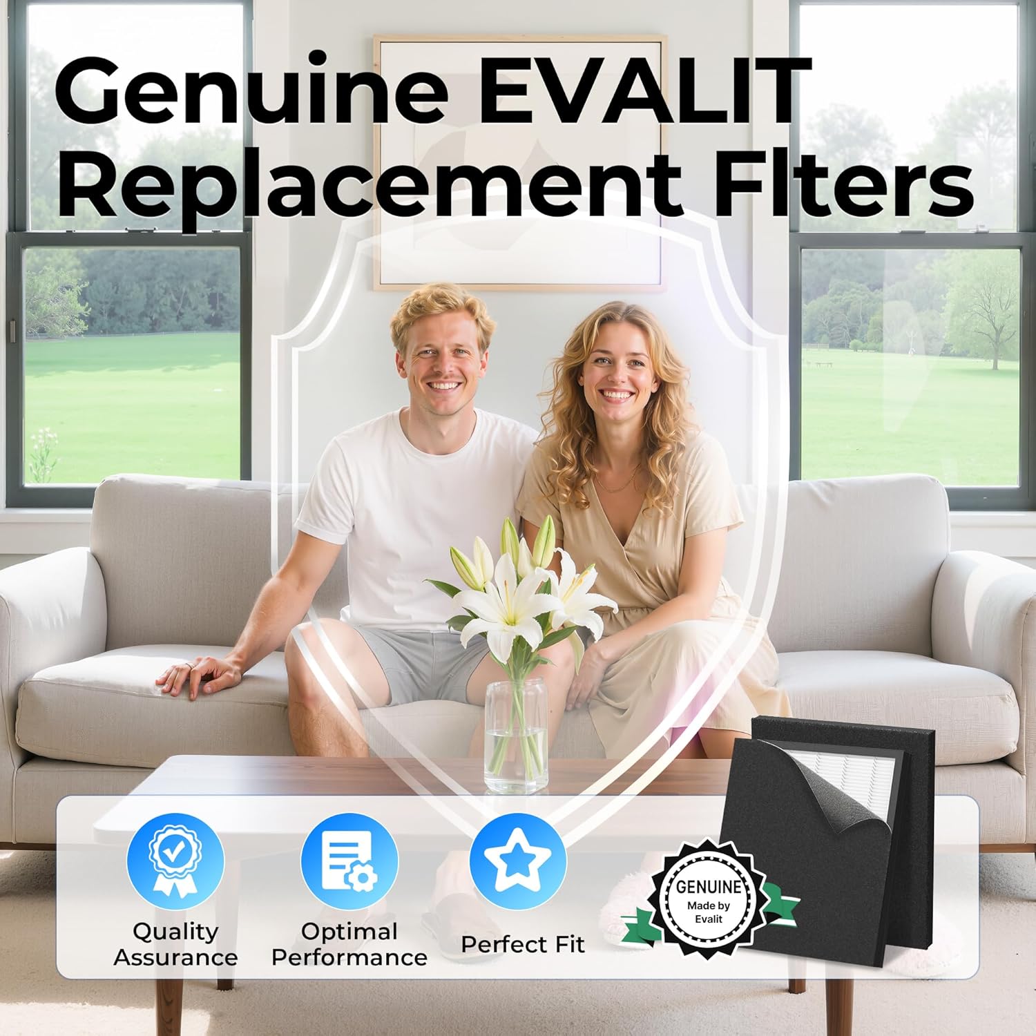 Genuine ET066 Air Purifier Replacement Filter for ET066 Air Purifier, Washable HEPA 3-Stage Filtration for Pollen Smoke Pet Hair Dust, Original Version, 1 Pack+3 Layers Filtration - Image 2