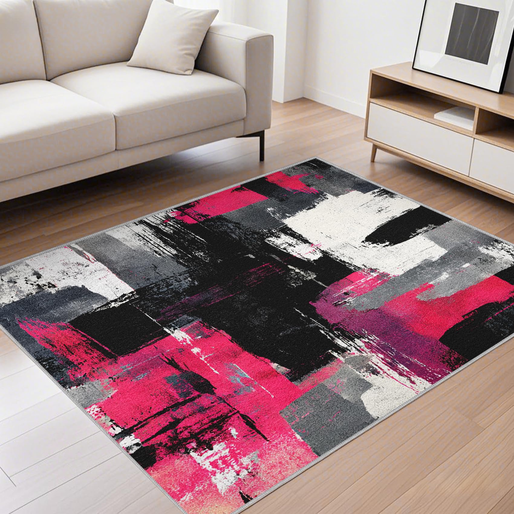 Générique Lune Soleil Tapis 60x90 - Motif Vague désert Bohème Tapis à Poils Courts Doux Antidérapant - Lavable en Machine - pour Salon Chambre à Coucher Cuisine Salle à Manger Gabjk83