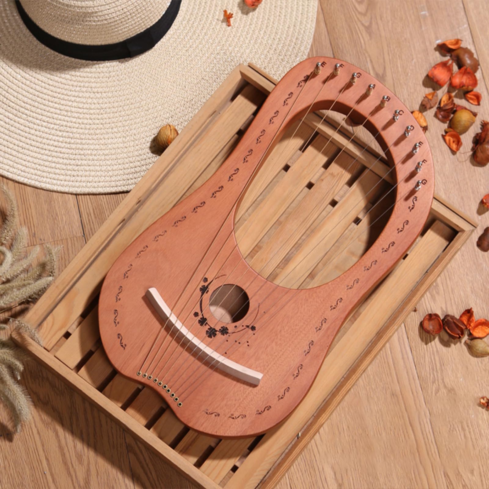 Lira a 10 corde, in mogano, arpa celtica portatile, arpa musicale in | acciaio, strumento per esercitazioni di musica folk, viaggi, esibizioni, regalo per musicisti, principianti, artisti e studen