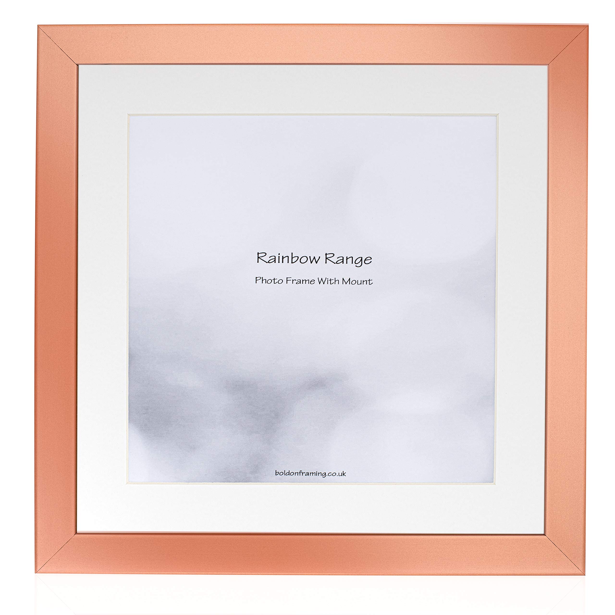 Boldon Framing - Rose Gold, Square Thin Photo Frame in Solid Wood with White Wall Mount, 50x40cm For Pic 40x30cm