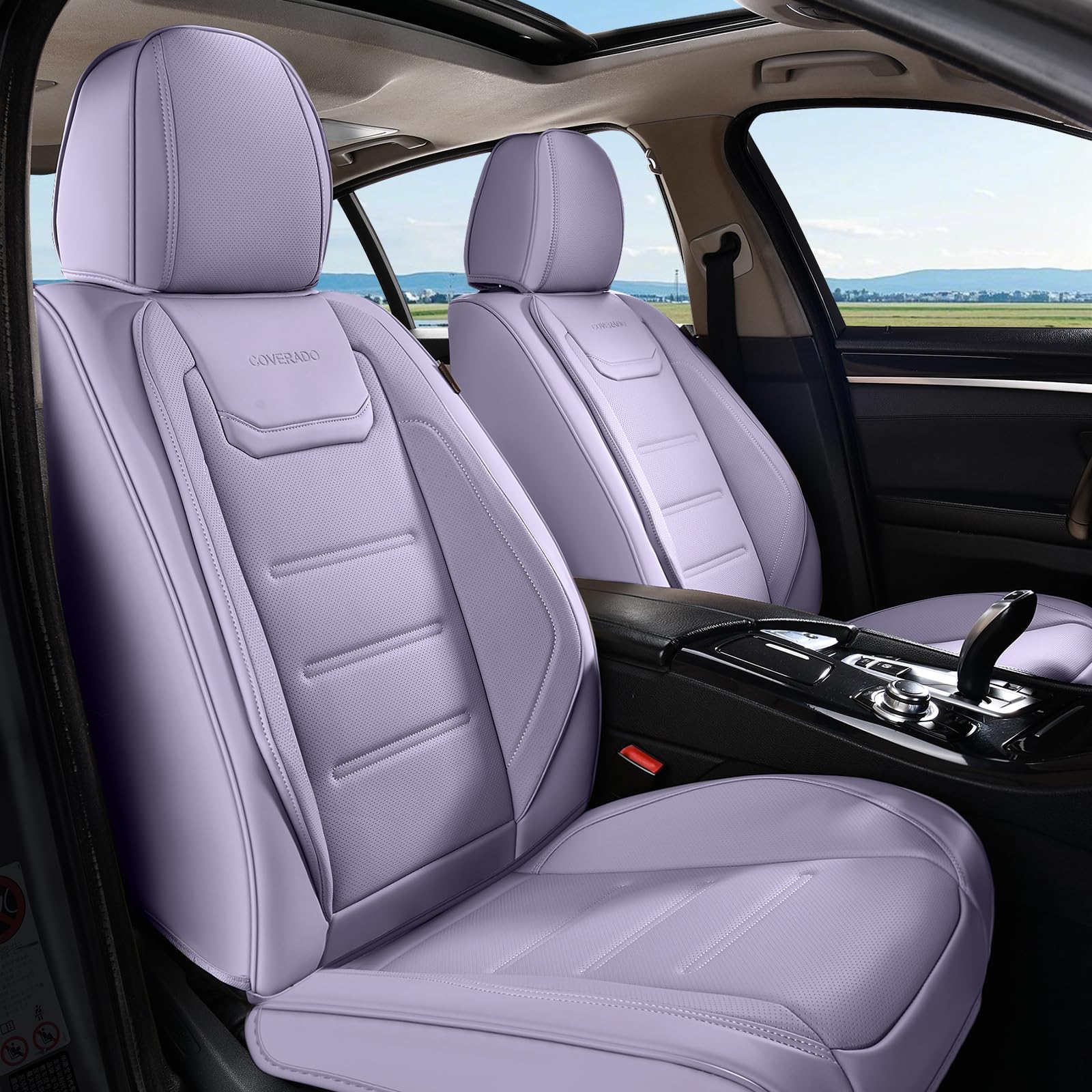 Coverado Car Seat Covers, Front Covers for Cars, Car Seat Cover Front Seats, Car Seat Protector Waterproof, Leather Car Seat Cushion, Universal Interior Covers Seat Protectors for Most Cars Purple