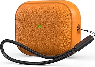R-fun for AirPods Pro 3 Case 2025, Soft TPU (Leather-Like Design) Drop Protection Cover for Men and Women with Lanyard and Cleaner Kit, Compatible with Apple AirPods Pro 3rd Generation-Orange