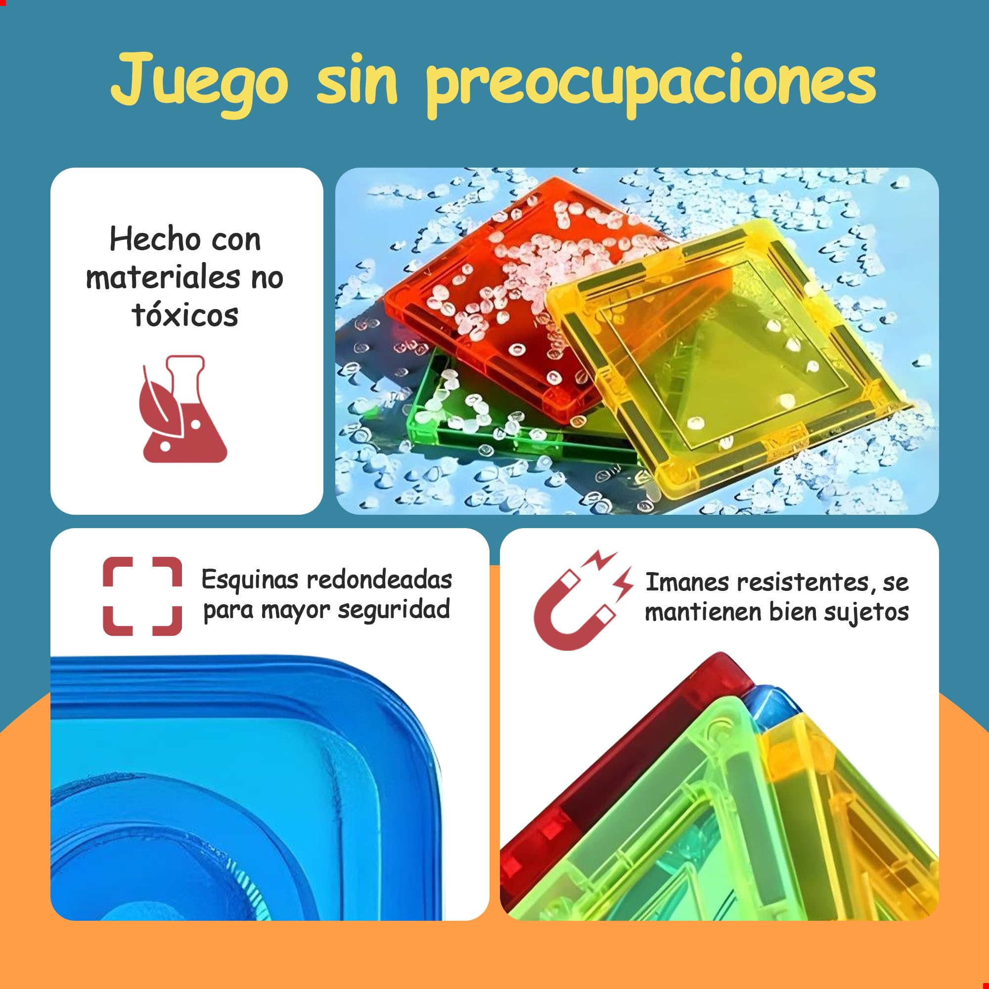 Olvy - Juego de 120 Bloques de construcción magnéticos Montessori para niños, diseño magnético a Partir de 3 años, Ladrillos Luminosos y Azulejos magnéticos (120 Azulejos magnéticos)