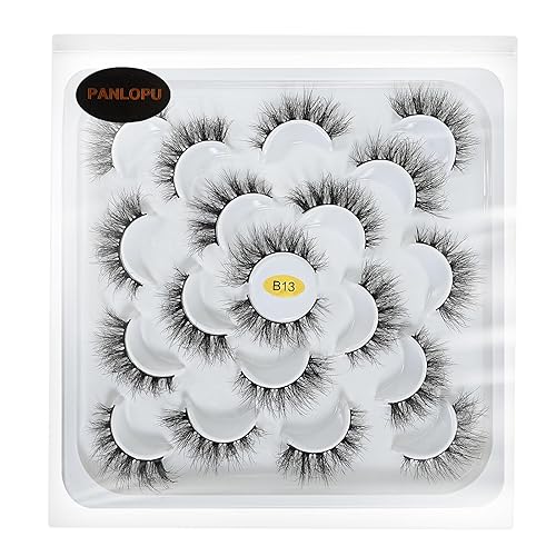 Pestañas postizas de aspecto natural, fibras sintéticas, pestañas largas y grandes, paquete de 10 pares (B13-0.433 x 0.591 x 0.512 in)
