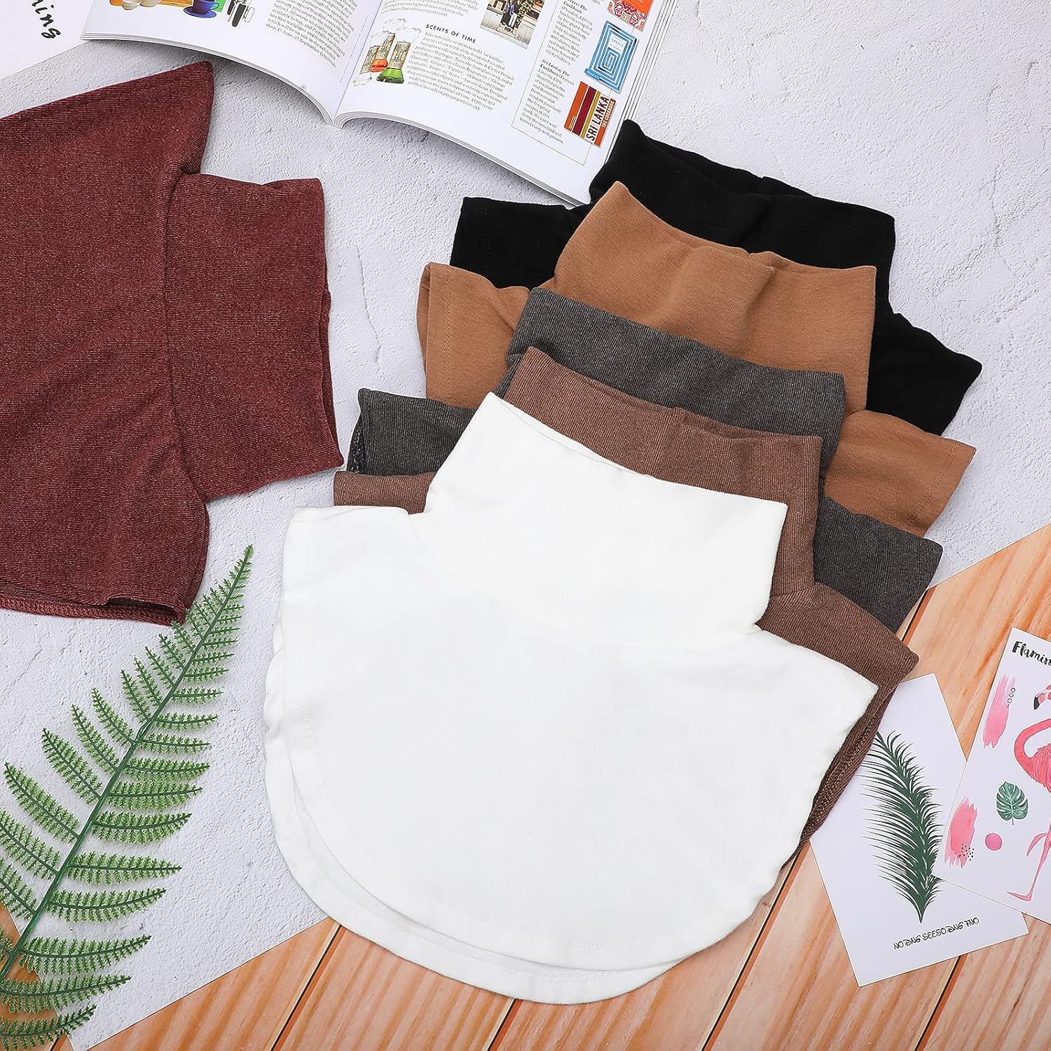 SATINIOR 6 Pcs Women Fake Collar Detachable Dickey Collar Solid Turtleneck Mock Turtleneck Dickey Half Blouse Neckband - Image 4