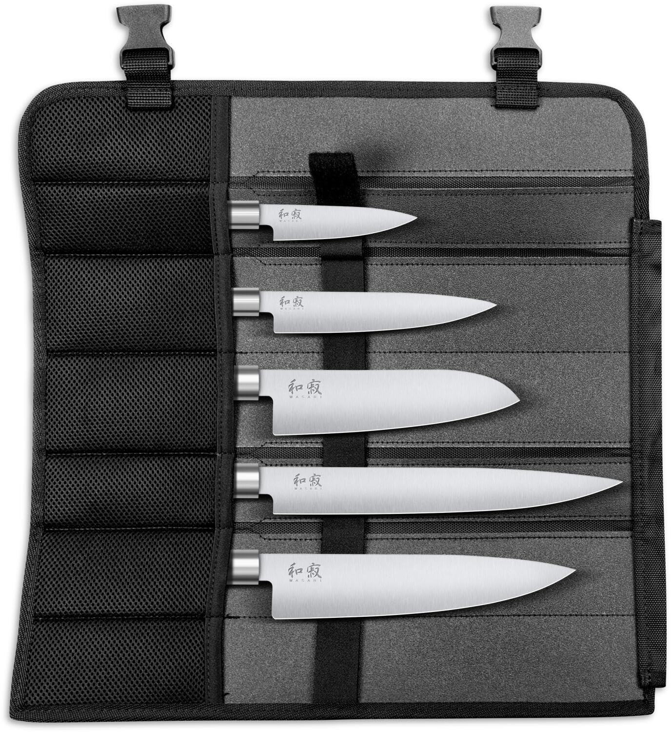 KAI Wasabi Black - multiusos, Santoku 16,5 cm, chef 20 cm, jamonero 23 cm, acero inoxidable 6A/1K6, pulido 58 HRC